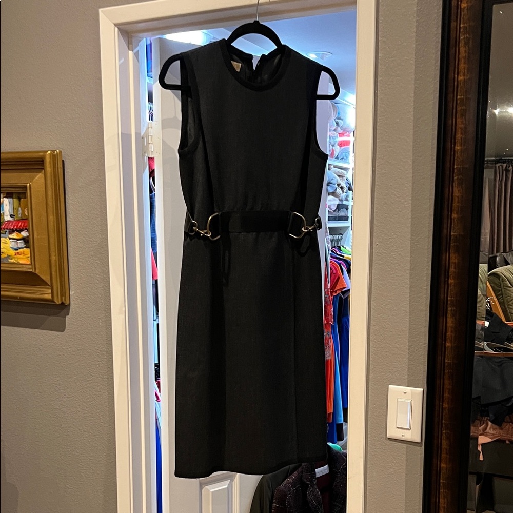 Michael Kors Black Midi Dress with Chain Detail